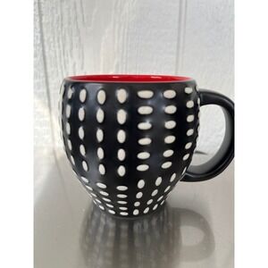 Starbucks Coffee Mug 2008 Black‎ White Dot Pattern Red Interior